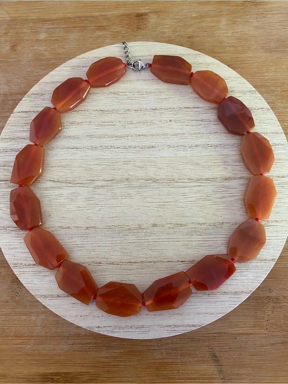 Lucas Lameth Hand-Cut Tabular Faceted Carnelian & Sterling Silver Necklace